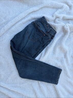 CAbi Straight Leg Jeans in Dark Blue Wash